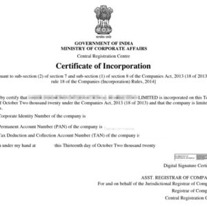 Certificate of Incorporation : Public Ltd Company